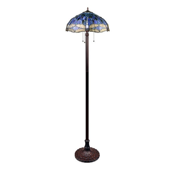 Tiffany-Style Dragonfly Design Dark Bronze Floor Lamp - Dark Bronze -