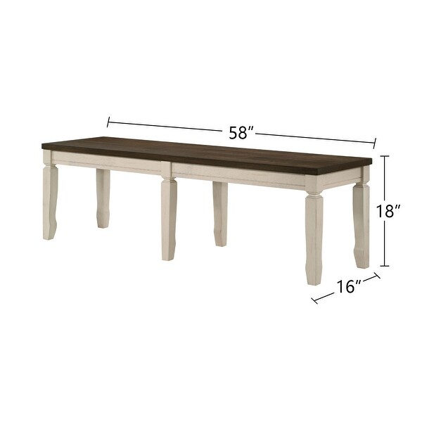 Wood Dining Bench in Weathered Oak and Cream Finish - Overstock - 3572