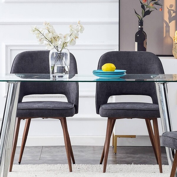 Set of 2 Modern Dining Chairs with Metal Legs - Overstock - 37455642