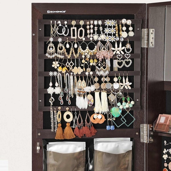 360° Swivel Jewelry Cabinet, Lockable Jewelry Organizer with Full-Len