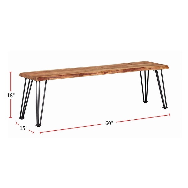 Wood Bench in Natural Acacia And Matte Black - Overstock - 34935713