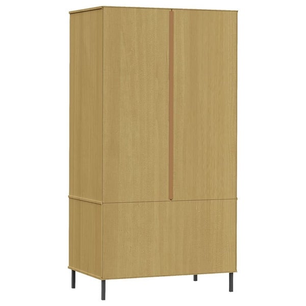 vidaXL Solid Wood Pine Wardrobe with Metal Legs OSLO Armoire Multi Col