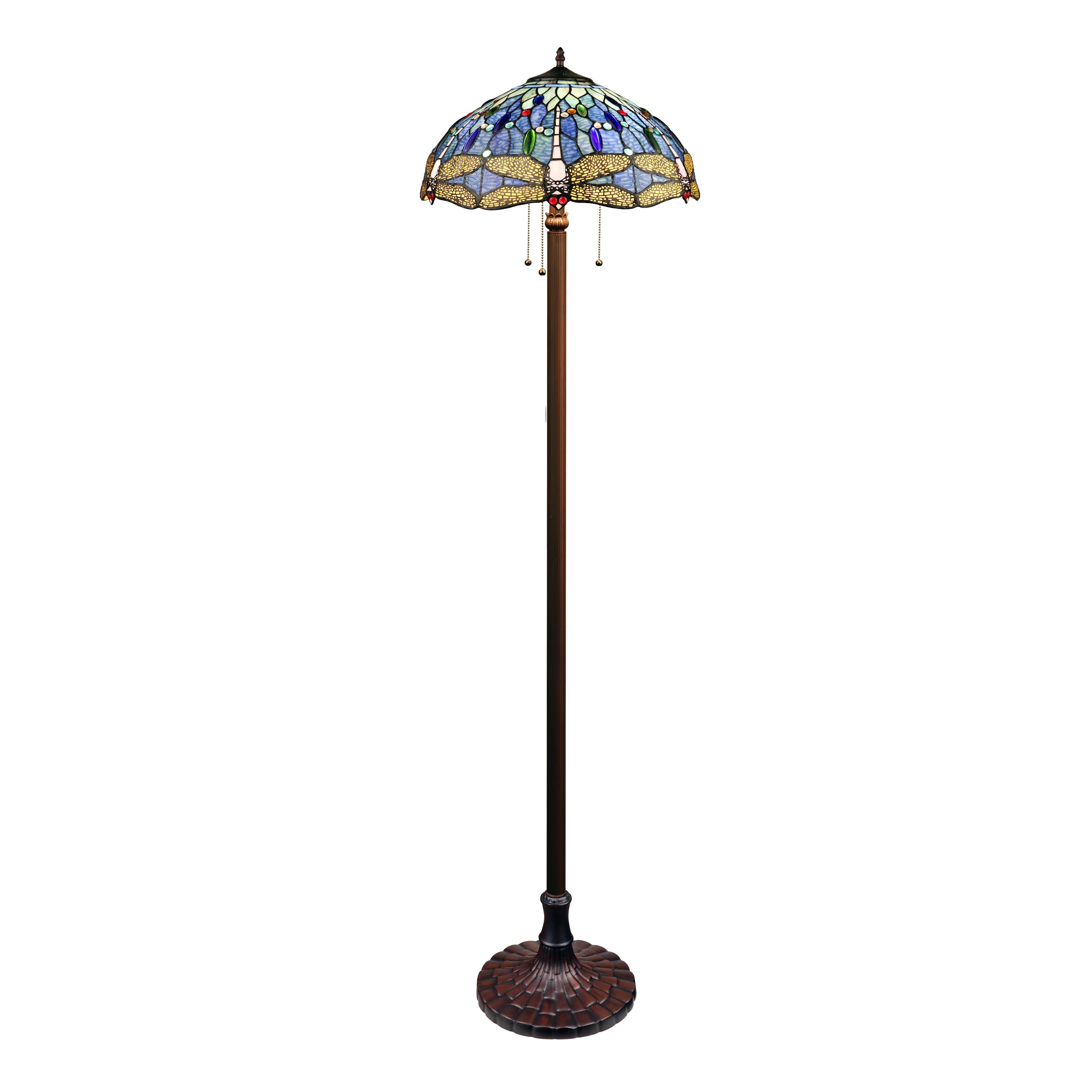 Tiffany-Style Dragonfly Design Dark Bronze Floor Lamp - Dark Bronze -