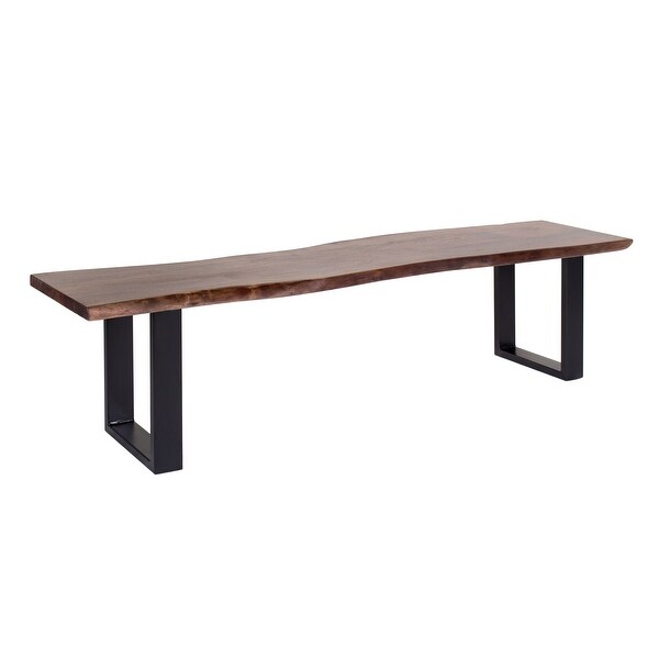 Jessore Handmade Live Edge Acacia Wood & Iron Dining Bench - Overstock