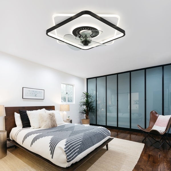 Oaks Aura 20in. Square Low Profile Ceiling Fan with Light, Flush Mount