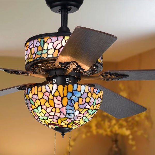 Hayfield 5-Blade Tiffany Lamp 52-Inch Ceiling Fan | Overstock.com Shop