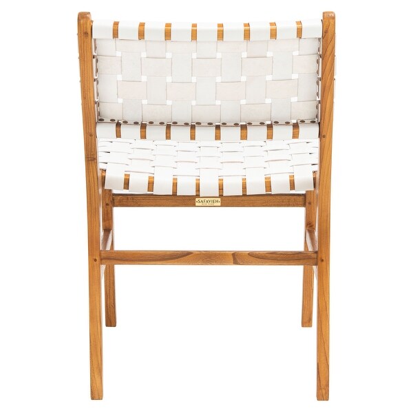 SAFAVIEH Taika White Woven Leather Dining Chair - Overstock - 26517461