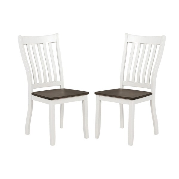 Set of 2 Dining Side Chairs in Espresso and White - Overstock - 349356