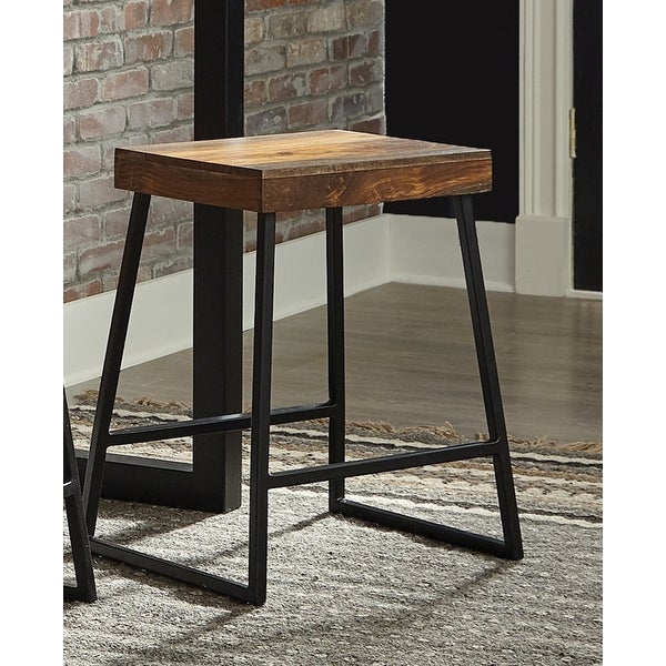 Rustic Plank Design Counter Height Stool - Overstock - 34035482