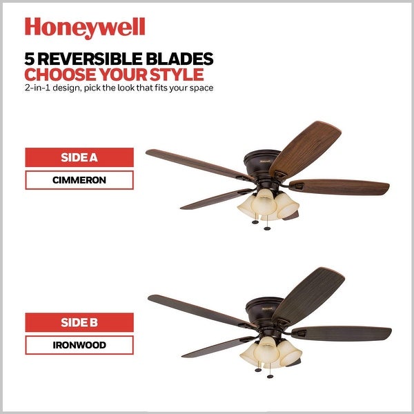 Honeywell Glen Alden 4-light Oil Rubbed Bronze Hugger Ceiling Fan | Ov