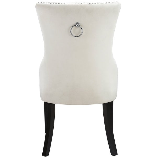 Nikki Cream Velvet Dining Chair (Set of 2) - Overstock - 36297137