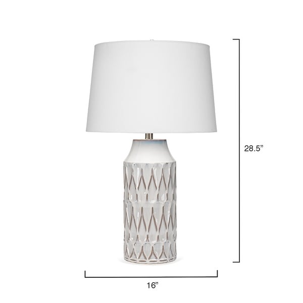 Alden Décor Tessa Ceramic Table Lamp, White - Overstock - 29620797