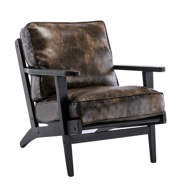 PU Leather Armchair with Removable Cushion - Overstock - 35439442