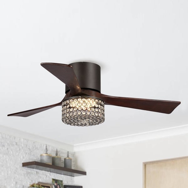 48 Oil-rubbed Bronze Crystal Hugger LED Ceiling Fan with Remote | Over