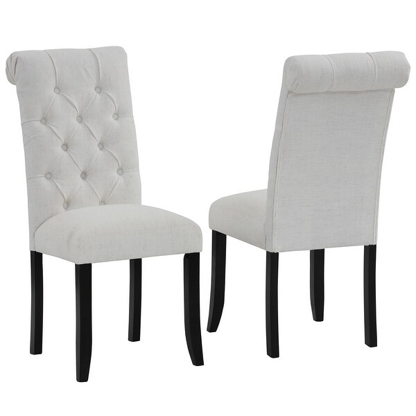 Fabric Tufted Dining Chair with Wooden Legs (Set of 2) - Overstock - 3