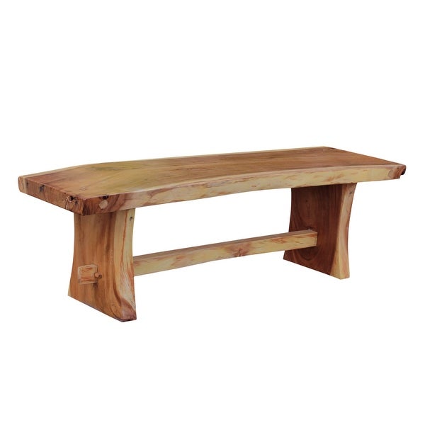 Chic Teak Suar Live Edge Slab Backless Bench approximately 79 long - O