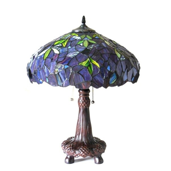 Tiffany Style Floral Antique Bronze 2-light Table Lamp - Overstock - 1