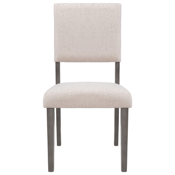 Mid-Century Wood 4 Upholstered Dining Chairs for Small Places, Beige -