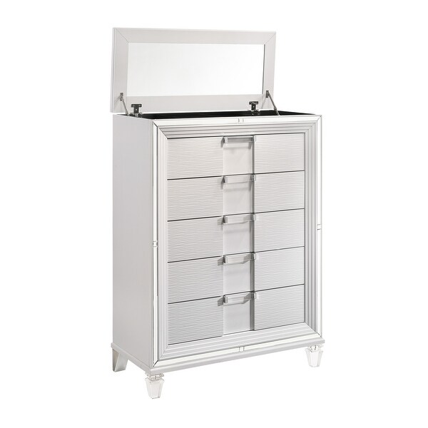 Picket House Furnishings Charlotte 5-Drawer Flip-Top Chest in White -