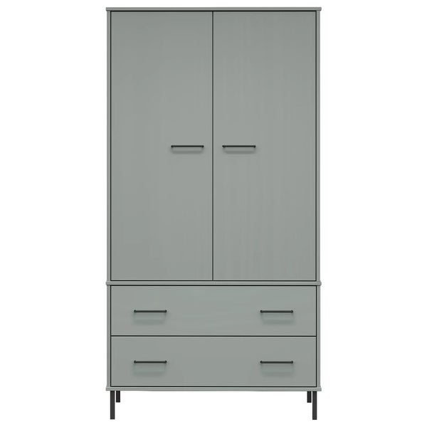 vidaXL Solid Wood Pine Wardrobe with Metal Legs OSLO Armoire Multi Col