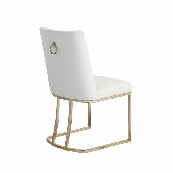 Dining Chairs, Velvet Upolstered Side Chair, Gold Metal Legs (Set of 2