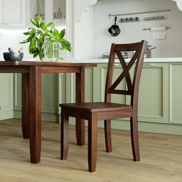 2-Piece X-Back Wood Breakfast Nook Dining Chairs for Small Places - Ov