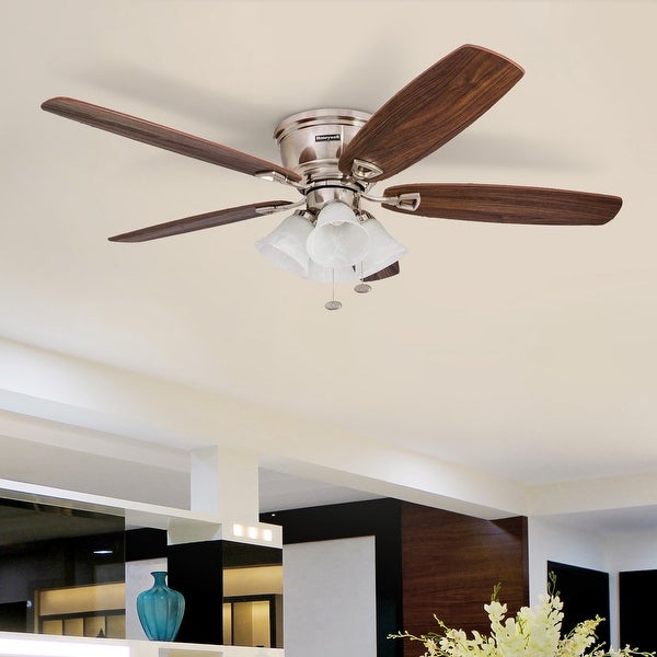 Honeywell Glen Alden Brushed Nickel Hugger Ceiling Fan with 4 Light -