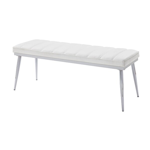 Global Pronex Weizor Bench, White PU & Chrome for Living Room and Dini