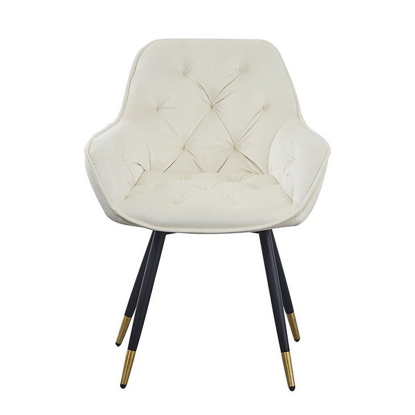 Alix 25 Inch Modern Dining Chair, Button Tufted, Set of 2, White, Blac