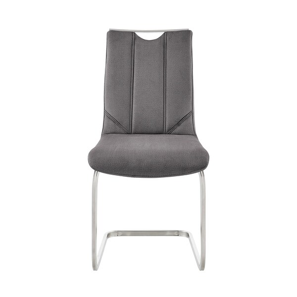 Pacific Modern Metal and Grey Upholstered Dining Chairs - Set of 2 - O