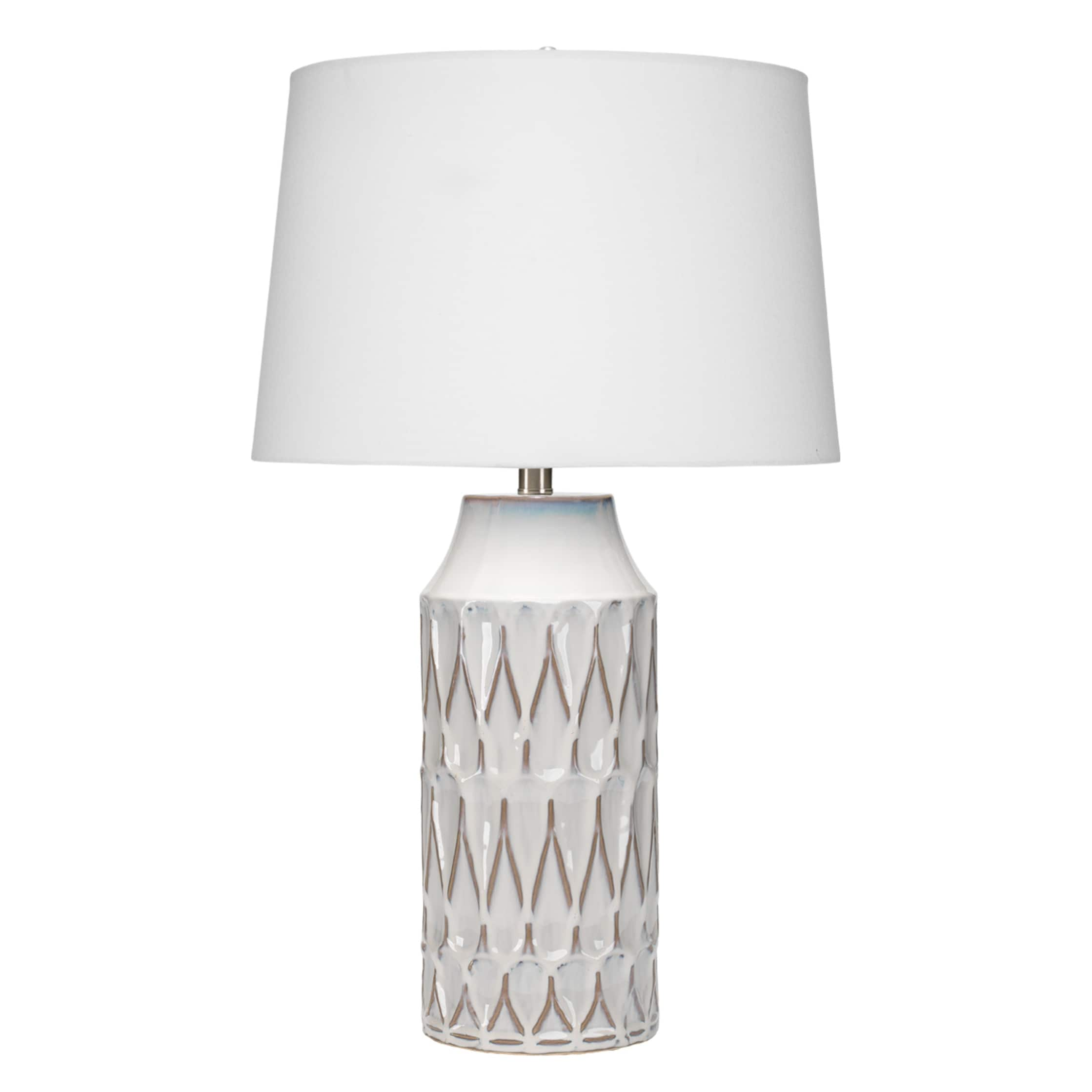 Alden Décor Tessa Ceramic Table Lamp, White - Overstock - 29620797