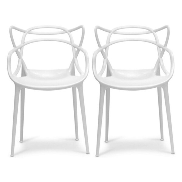 Modern Stackable Geometric Molded Dining Armchairs (Set of 2) - Overst