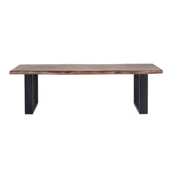 Jessore Handmade Live Edge Acacia Wood & Iron Dining Bench - Overstock