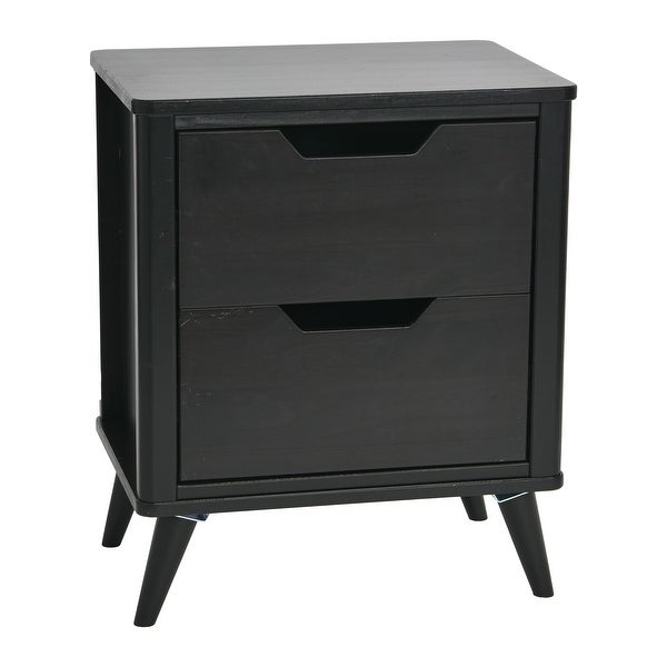 Solid Wood Nightstand with 2 Storage Drawers - - 37176442