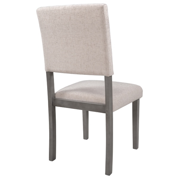 Mid-Century Wood 4 Upholstered Dining Chairs for Small Places, Beige -