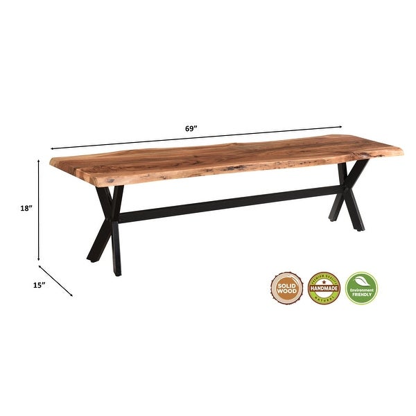 Sienna 69 Live Edge Wood X-leg Dining Bench - Overstock - 36058505