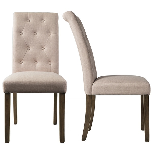 Elegant Solid Wood Tufted Dining Chair (Set of 2) - Overstock - 367188