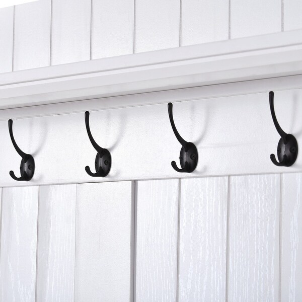 Vintage Style 38.5 Wide Hallway Coat Rack with 5 Metal Hooks and 2 Lar