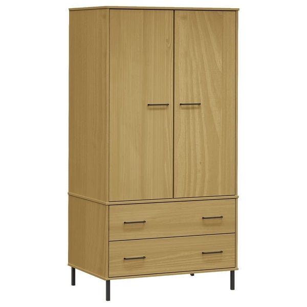 vidaXL Solid Wood Pine Wardrobe with Metal Legs OSLO Armoire Multi Col