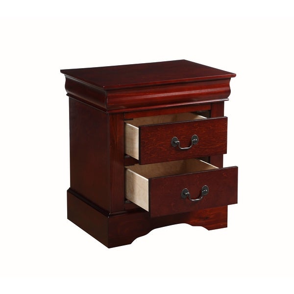 Traditional 2 Drawers wood Nightstand By Louis Philippe III, Brown - -