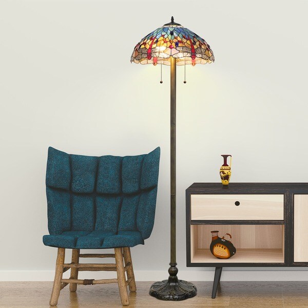 Tiffany-style Blue Dragonfly Floor Lamp - Overstock - 1857491