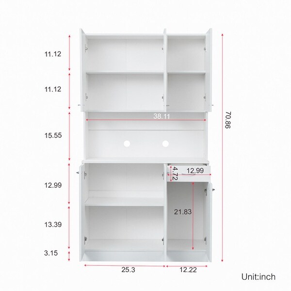 70.87 Tall Wardrobe and Kitchen Cabinet with 6-Doors