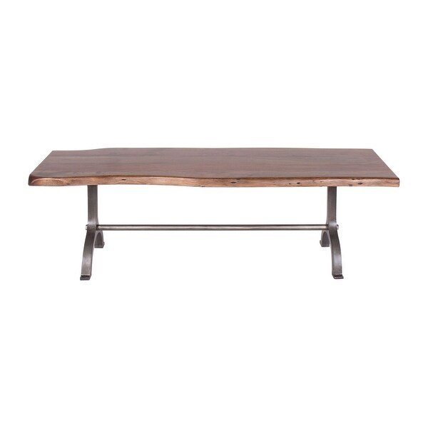 Dala Industrial Iron & Acacia Natural Edge Dining Bench, 56-inch - Ove