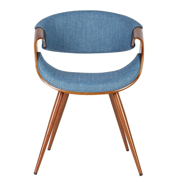 Curved Back Fabric Dining Chair with Round Tapered Legs, Brown and Blu