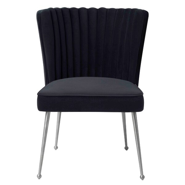 Sansa Velvet Upholstered Dining Accent Chair with Brushed Angled Legs