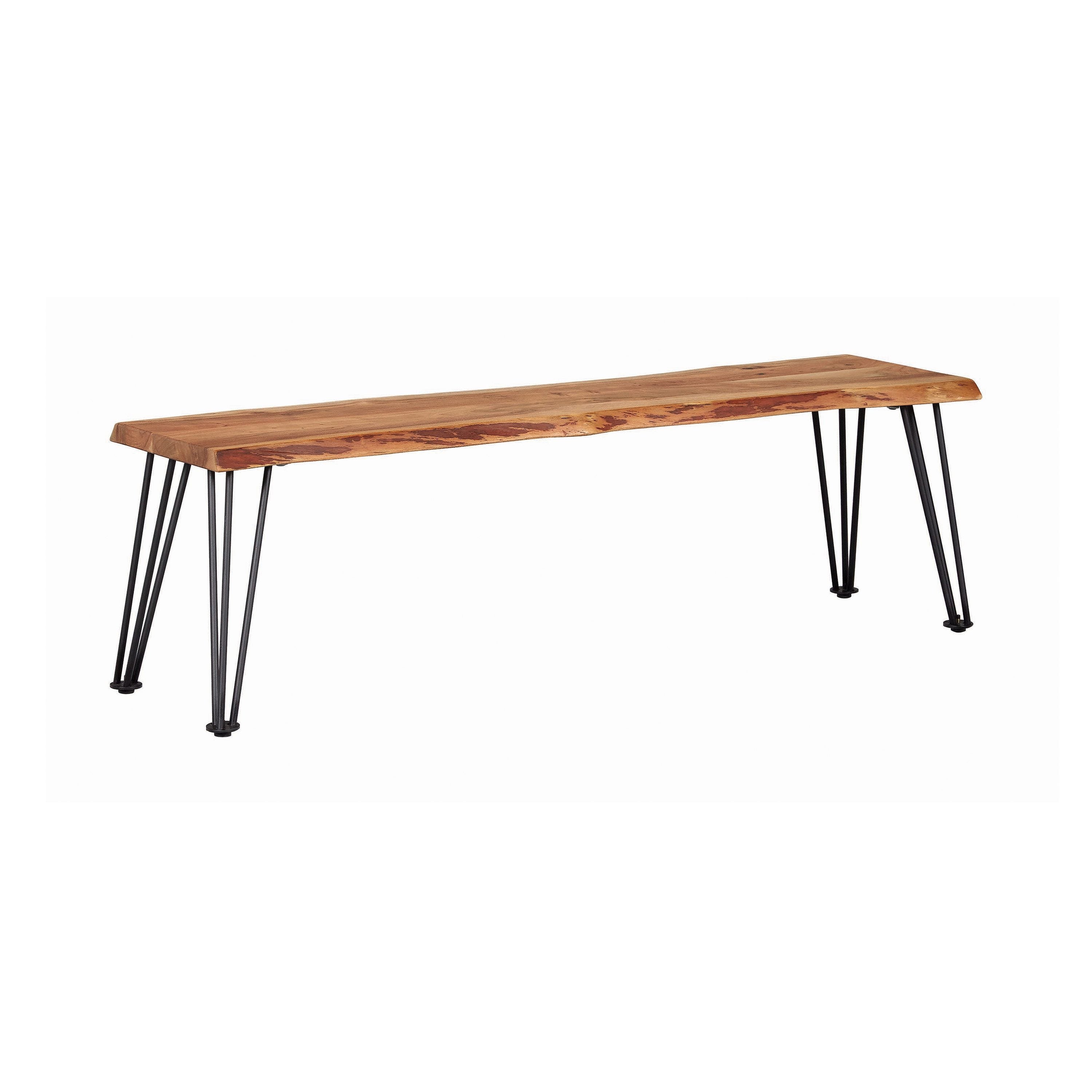 Wood Bench in Natural Acacia And Matte Black - Overstock - 34935713