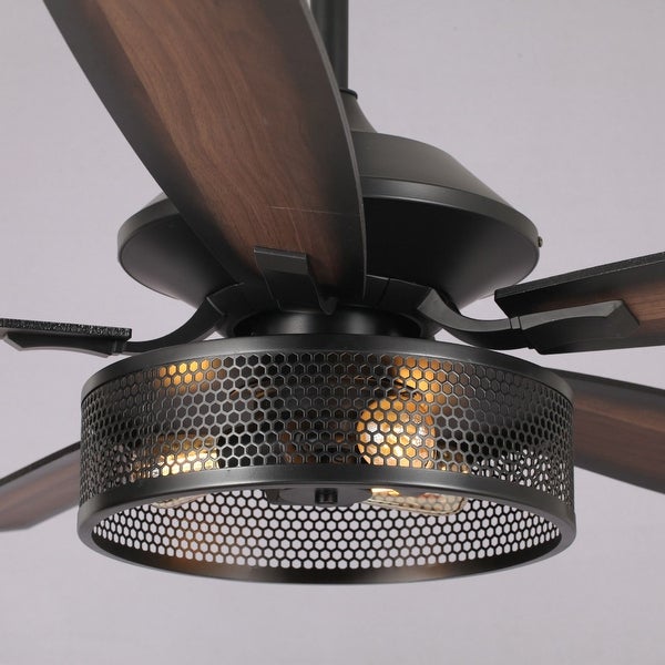 Industrial 52 5-Blade 3-Light Wood Ceiling Fan with Remote - 52 in | O