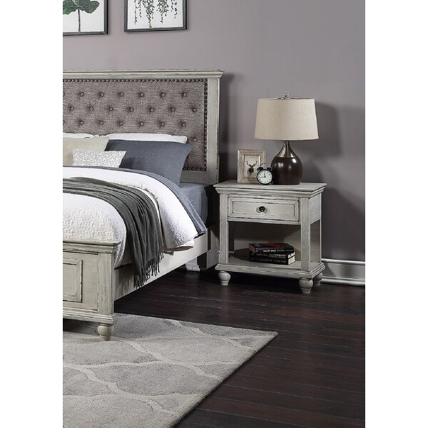 1 Drawer Nightstand with Bottom Shelf In Antique White - - 34744921