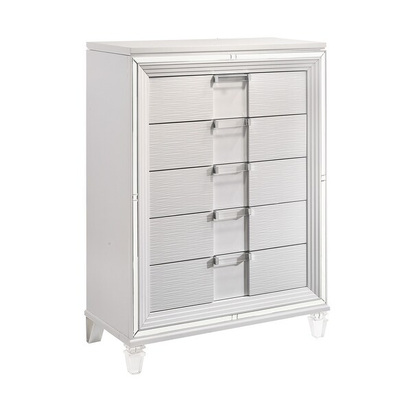 Picket House Furnishings Charlotte 5-Drawer Flip-Top Chest in White -