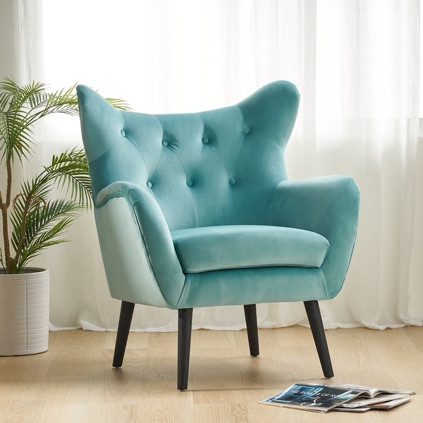 Simon Light Blue Fabric Wingback Chair - Overstock - 36701967